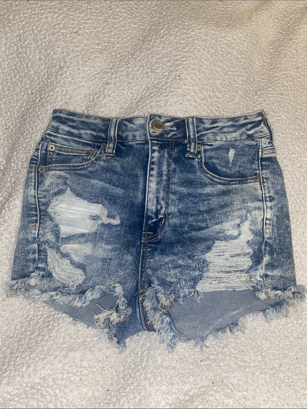 AEO Distressed High-Rise Jean Shorts